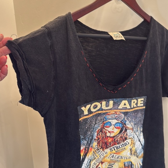 Jaded Gypsy Black Graphic Tee with Colorful Print - Picture 3 of 5